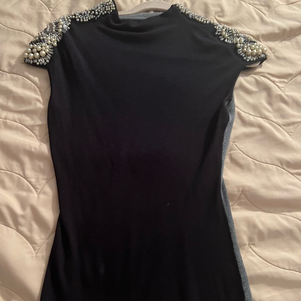 Two tone cashmere blouse